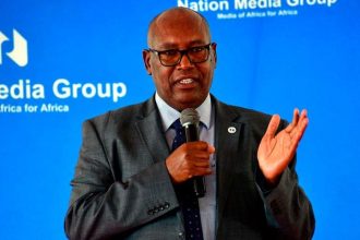 Media Owners Association Chairman Stephen Gitagama and Nation Media Group Chief Executive Officer Stephen Gitagama. The association has condemned the boycott call on selected media by Azimio leader Raila Odinga.