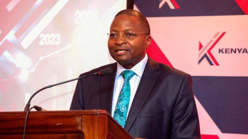 Kenya Re acting Managing Director Michael Mbeshi during the release of the firm’s 2022 financial performance in Nairobi on March 28, 2023.