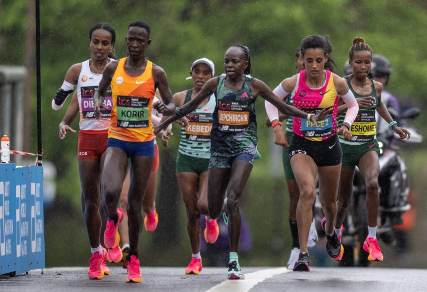 Peres Jepchirchir competes at the London Marathon