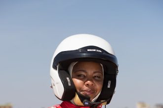 Pauline Sheghu in full rally gear